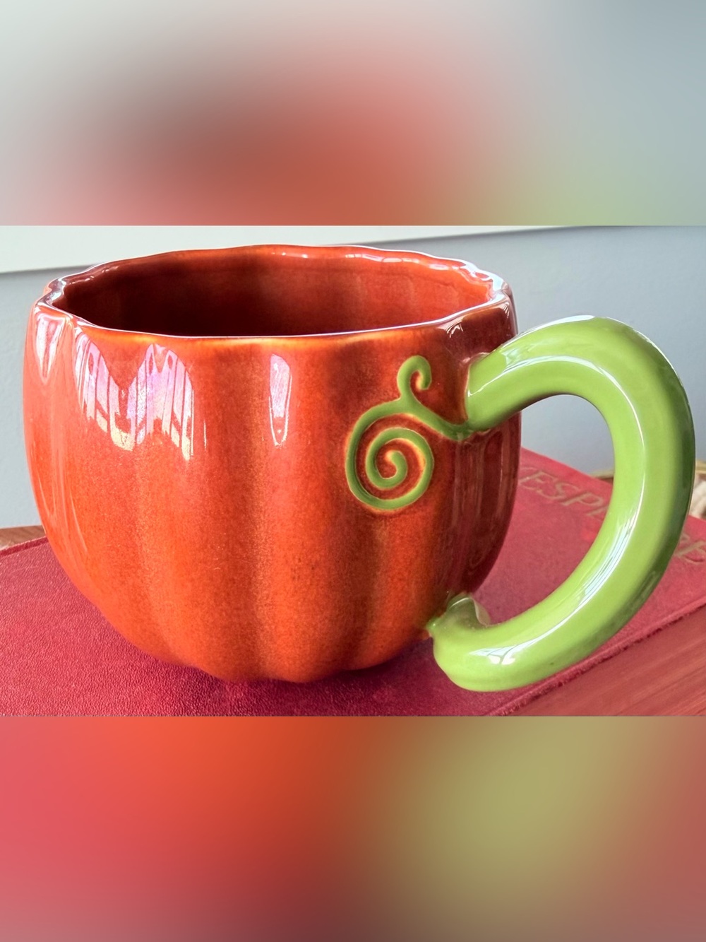 2007 Starbucks Pumpkin Mug Vine Handle Cup